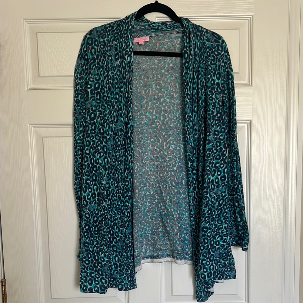 Lilly Pulitzer Connell Leopard Print cardigan sweater S
